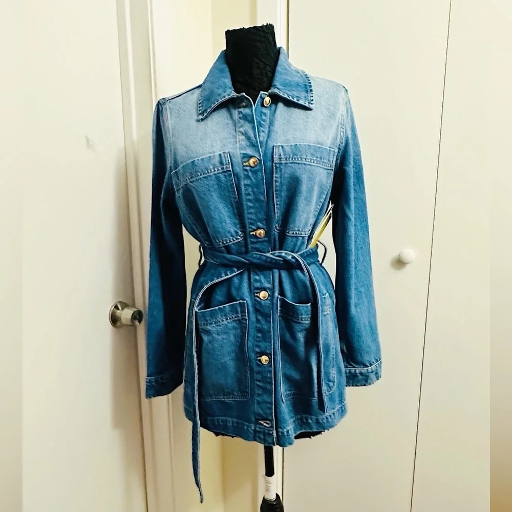 Michael Kors Denim Utility Jacket w/ Belt – Size M – New With Tags